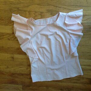 Beautiful Peach Butterfly Sleeve Top Shell